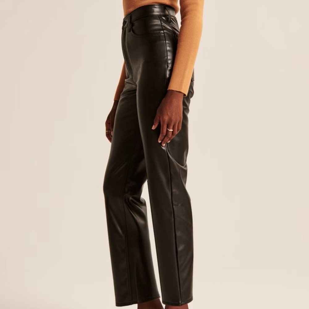 Vegan Leather Ankle Straight Pants